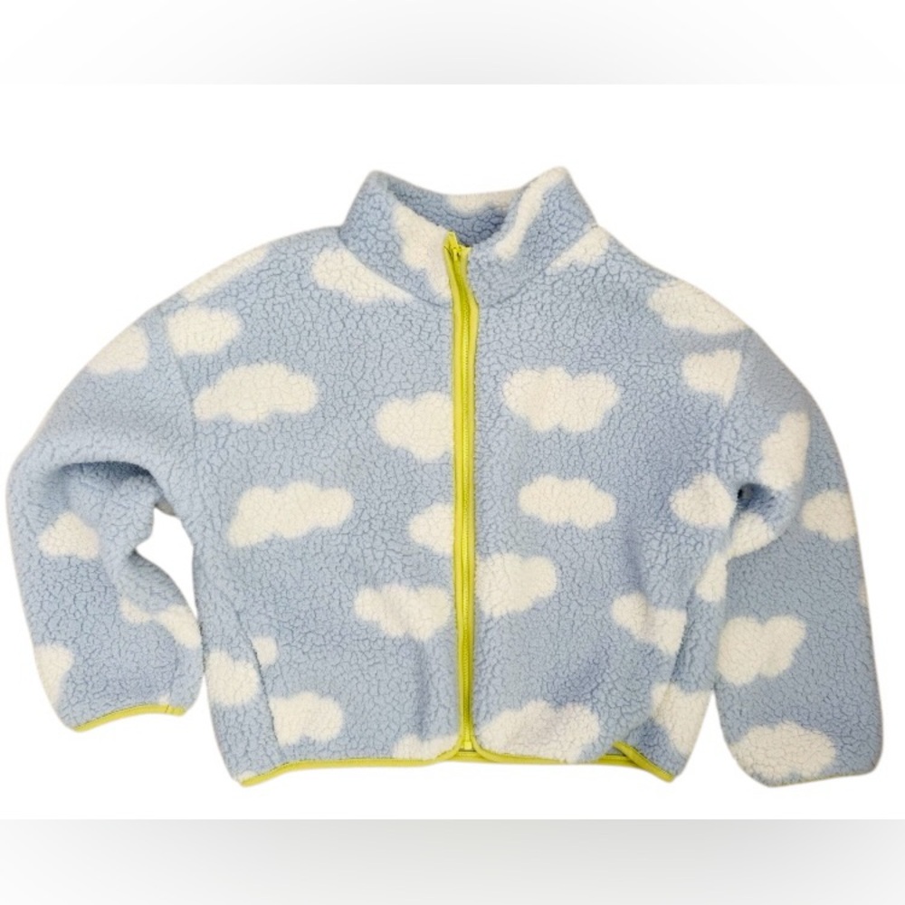 Old Navy Kids Blue Sherpa Fleece Jacket Cloud Print Size XS 5